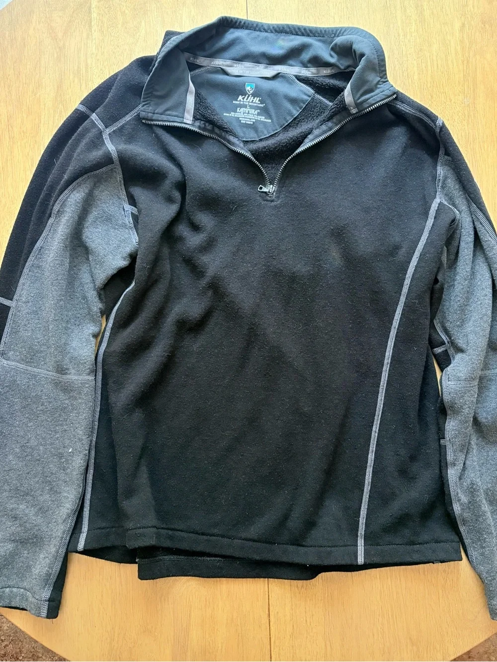 KUHL Kashmira Mens Large Black Charcoal Quarter Zip Fleece Pullover Sweater - Picture 4 of 7